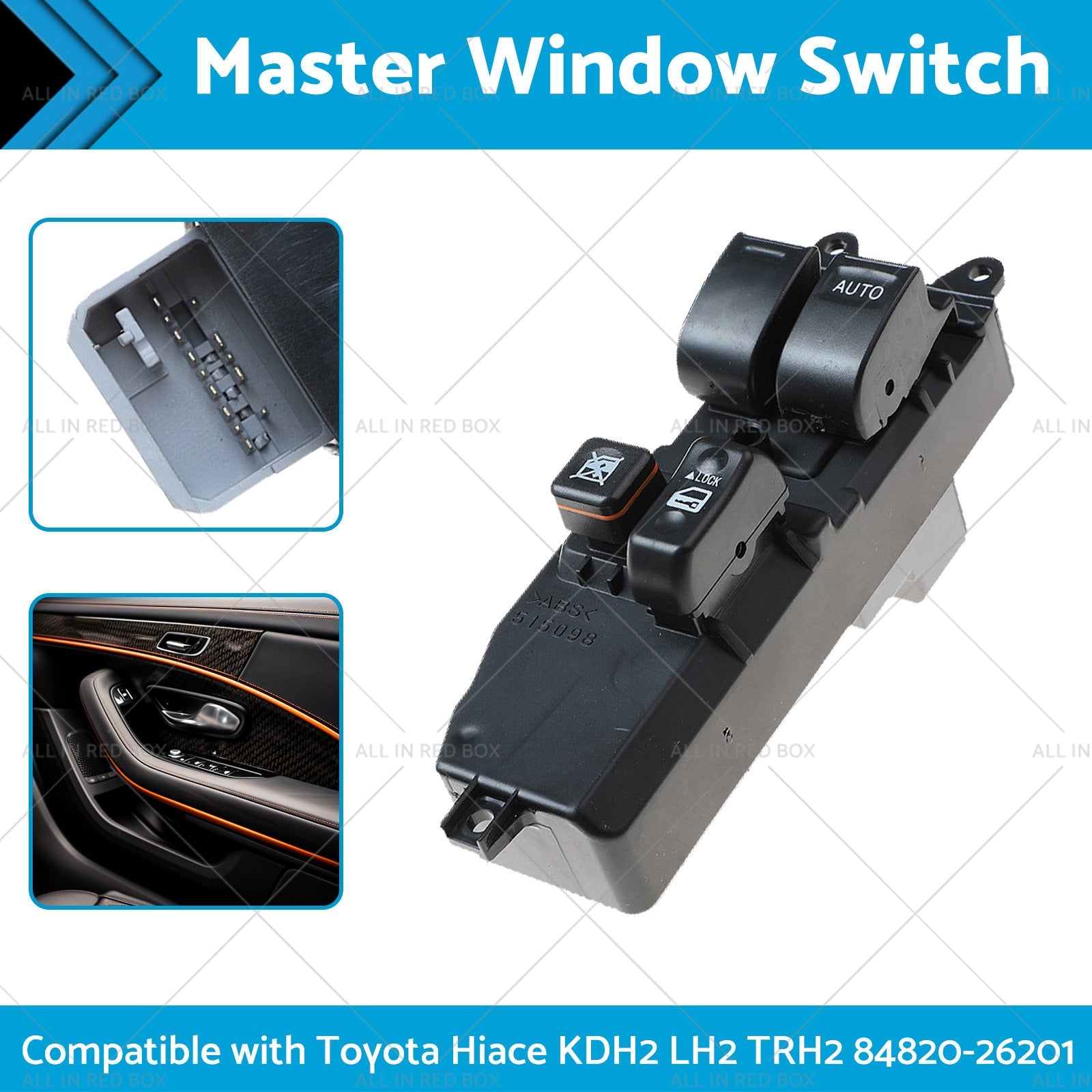 1x Master Window Switch Suitable For Toyota Hiace KDH2 84820-26201-2
