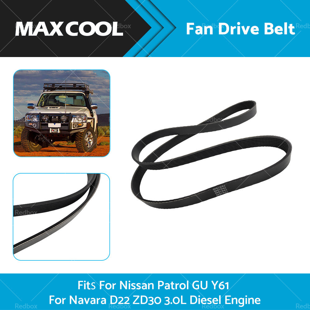 7PK1640 Fan Drive Belt Suitable for Nissan Patrol GU Y61 Navara D22 Diesel 3. 0L-2