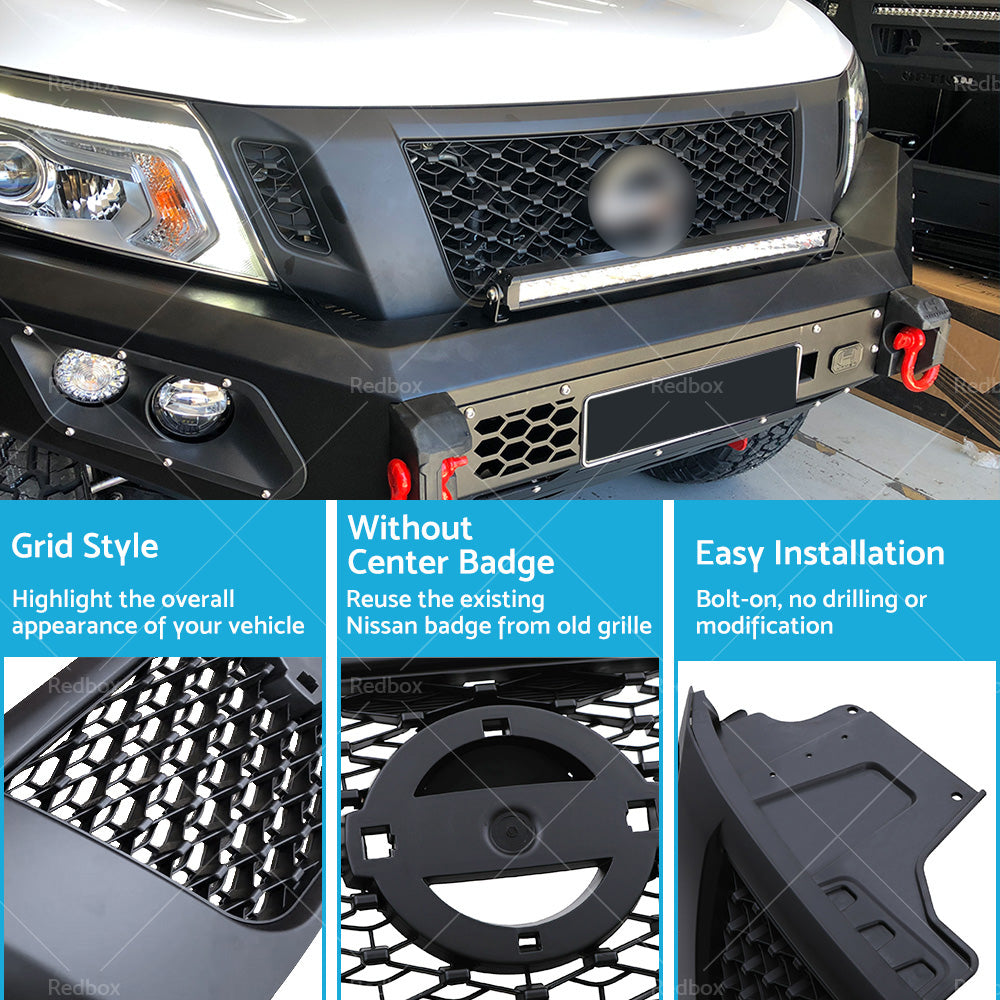 Front Grill Matte Black Bumper Bar Grille for Nissan Navara NP300 D23 2015-2019-2