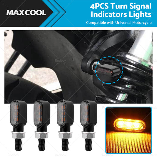 4x Motorcycle Indicators Turn Signal Blinkers Amber Mini LED Light Universal AU-0