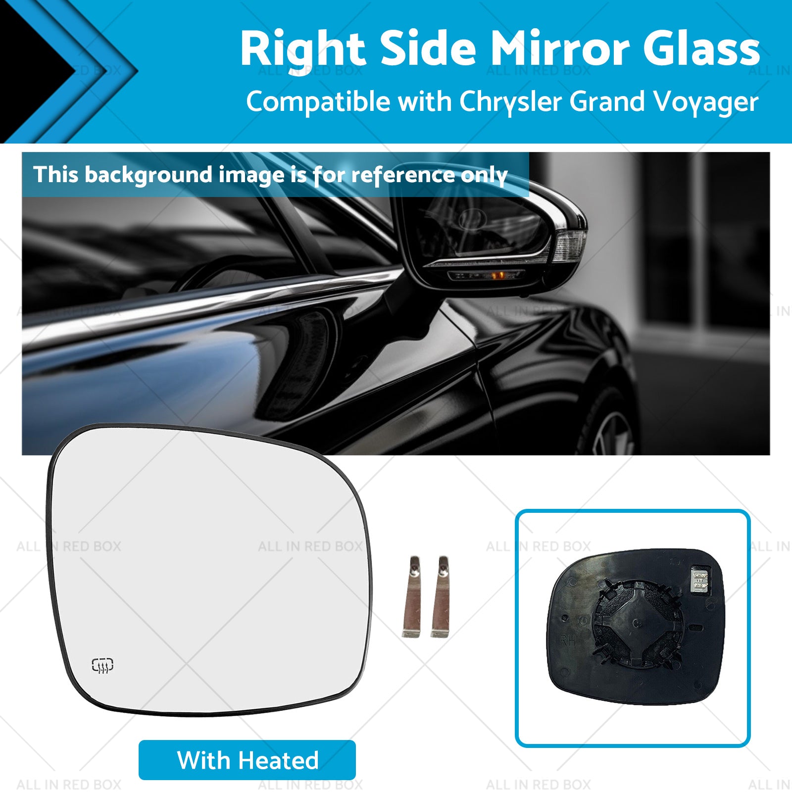 Right Side Mirror Glass Suitable for Chrysler Grand Voyager 08-15 Heated Convex-0