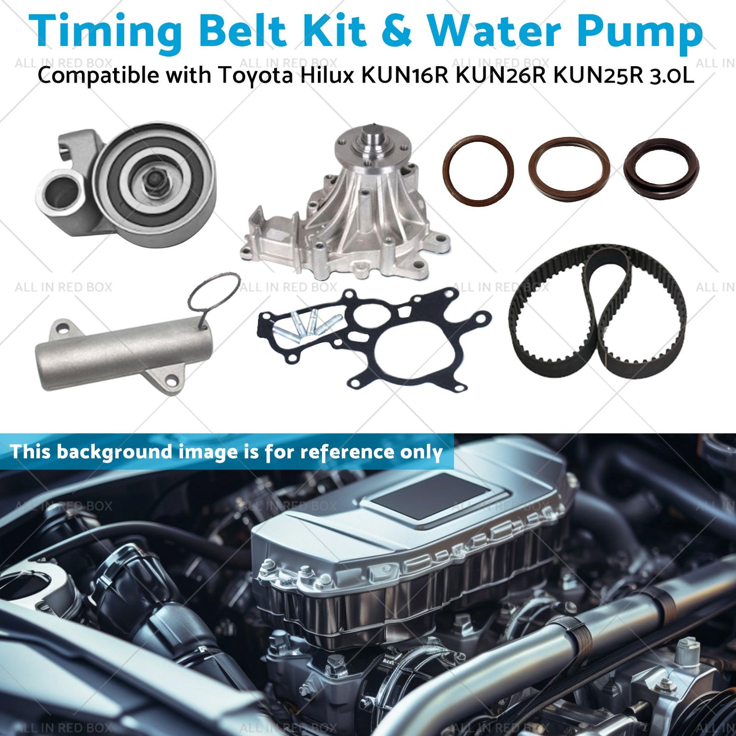 Timing Belt Kit and Water Pump Suitable for Toyota Hilux KUN16R KUN26R 3. 0L 05-17