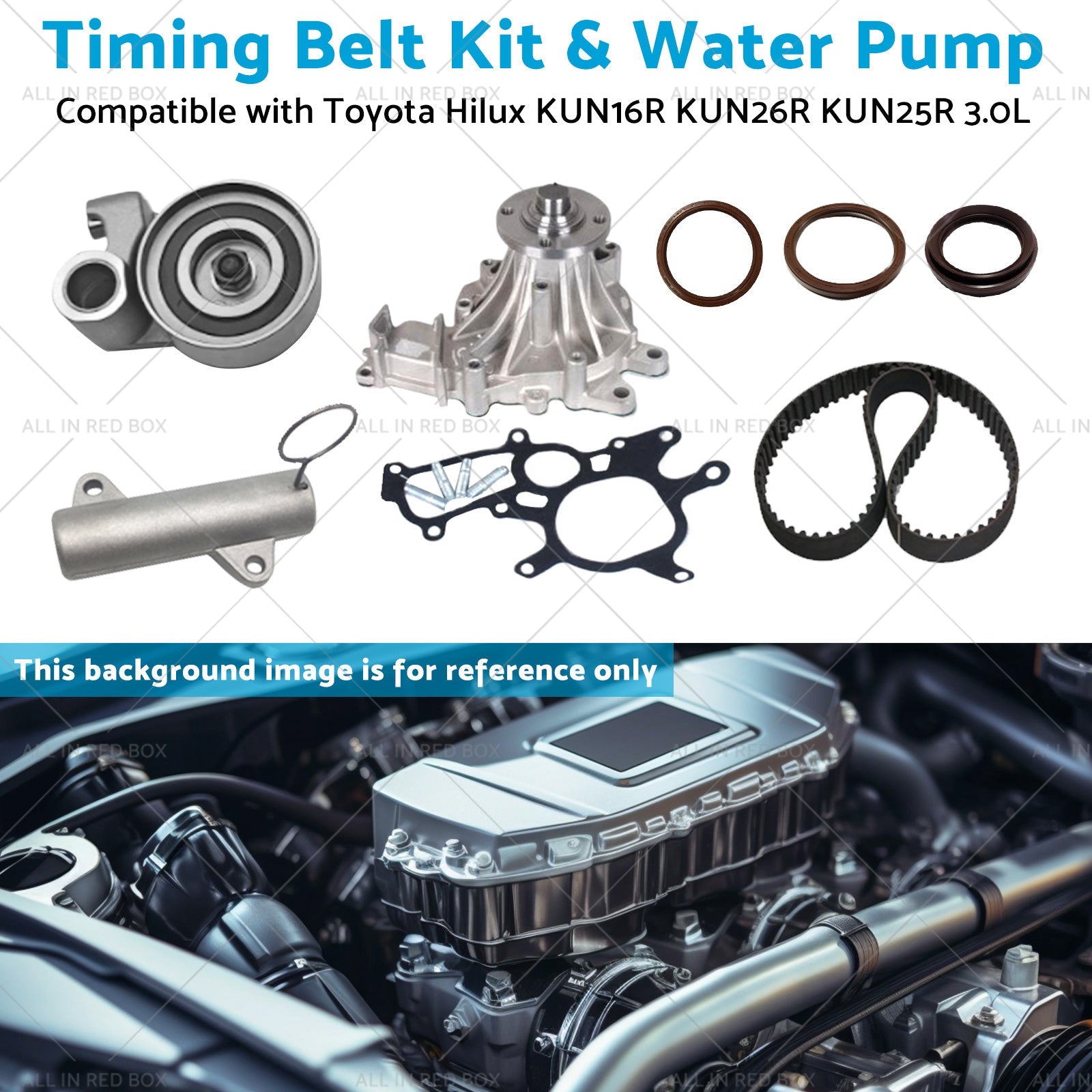 Timing Belt Kit&Water Pump Suitable for Toyota Hilux KUN16R KUN26R 3.0L 05-17-4