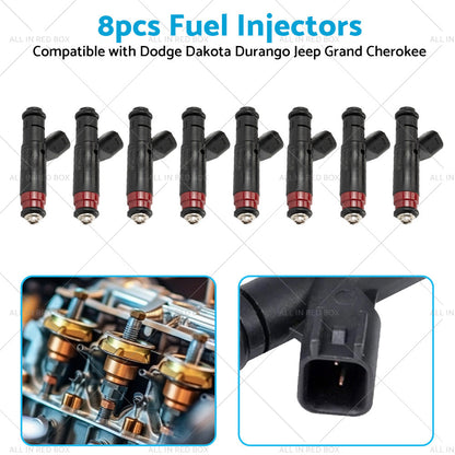 8PCS Fuel Injector 53032145AA Suitable For Dodge Ram Jeep Grand Cherokee 01-03-4
