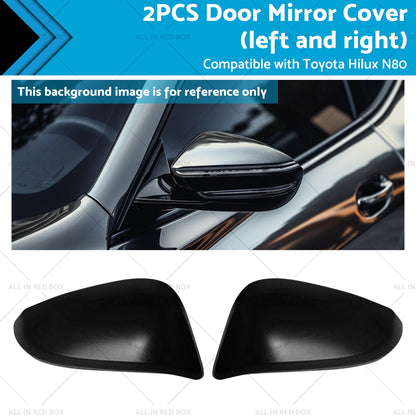 Black Door Mirror Cover Side Cap Guard Suitable for Toyota Hilux N80 2015-2023-0