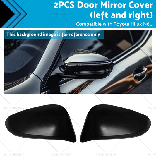 Black Door Mirror Cover Side Cap Guard Suitable for Toyota Hilux N80 2015-2023-0