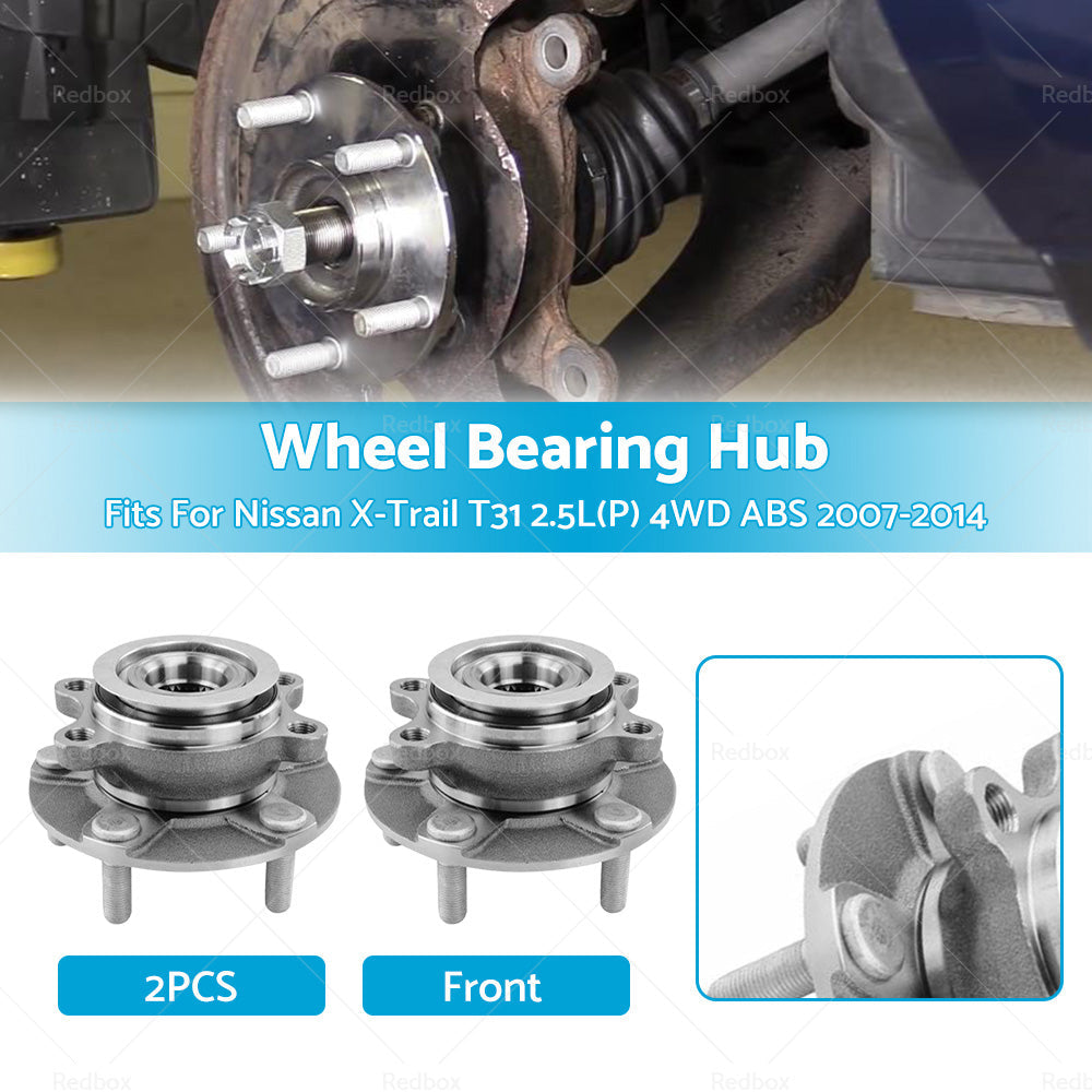 2PCS Front Wheel Bearing Hub Fits For Nissan X-Trail T31 2. 5L P  4WD ABS 07-14-2