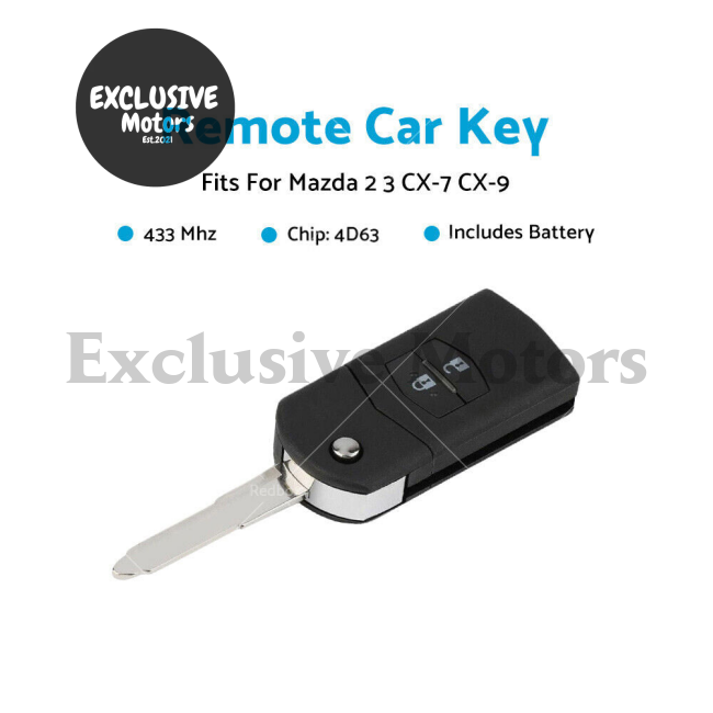 2 Button Remote Car Key w  Chip for Mazda 2, 3, CX-7, CX-9