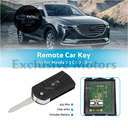 2 Button Remote Car Key w  Chip for Mazda 2, 3, CX-7, CX-9