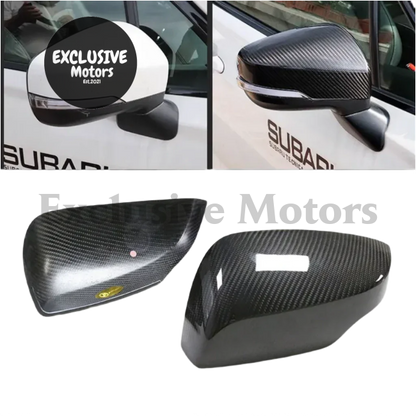 2 Pcs Dry Carbon Fiber Mirror Cover For Subaru Wrx Sti