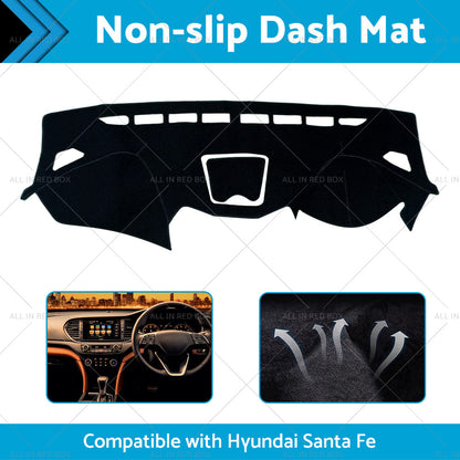 Non-Slip Dash Mat Suitable for Hyundai Santa Fe DM 2013-18 Dashboard Cover Black-1