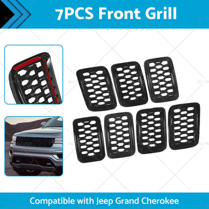 Front Grill Mesh Covers Inserts Suitable for Jeep Grand Cherokee 17-22  Black-2