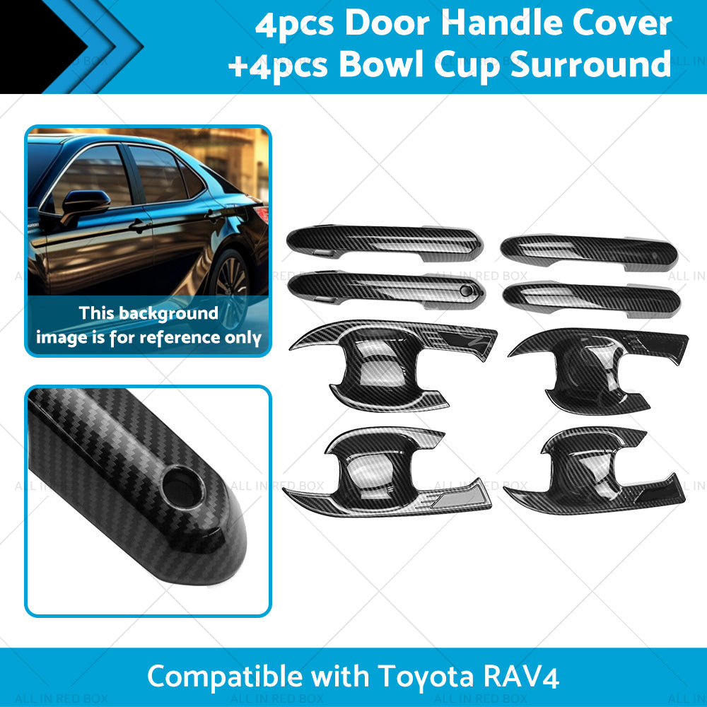 Carbon Fiber Door Handle Cover  Surrounds For Toyota RAV4 Hybrid Edge 2019-2023-1