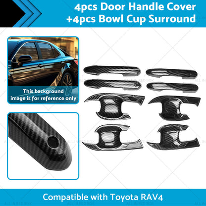 Carbon Fiber Door Handle Cover  Surrounds For Toyota RAV4 Hybrid Edge 2019-2023-1