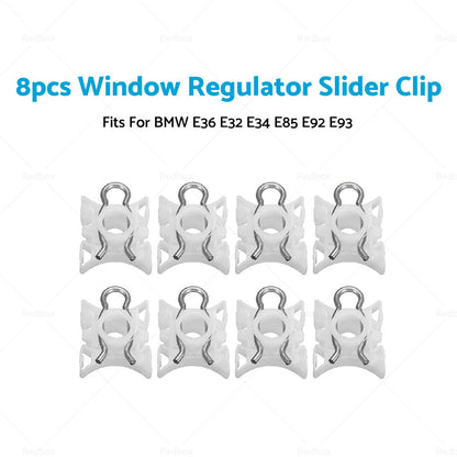 8PCS Window Regulator Slider Clip Guide Bush Fit For BMW E36 E32 E34 E85 E92 E93-3