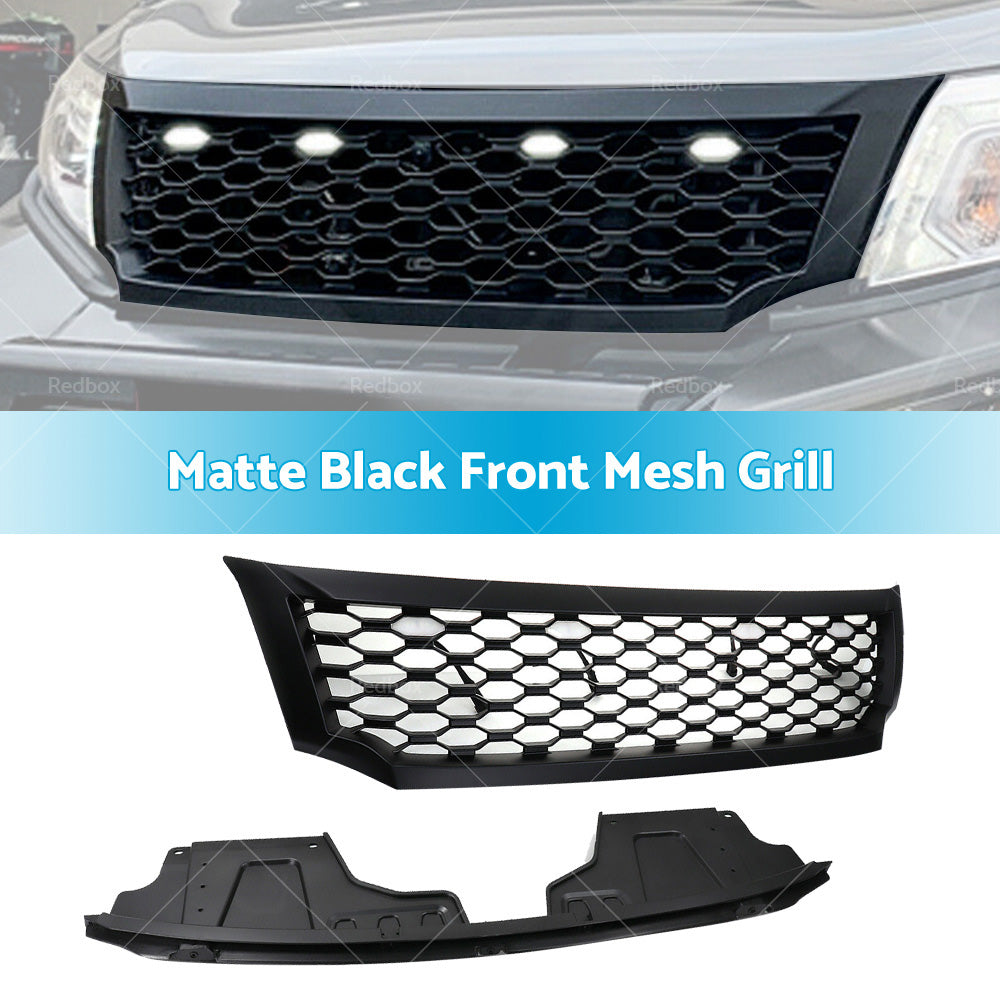 Black Bumper Bar Grille Mesh  and  LED Light Fits for Nissan NAVARA NP300 D23 15-20-3