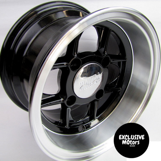 13x7 Mamba Wheels – Black with Polished Edge, Fits Classic Mini (1959-2000)
