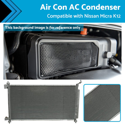 Air Con AC Condenser Suitable for Nissan Micra K12 07/2007-08/2010 650mm 16mm-0
