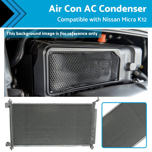 Air Con AC Condenser Suitable for Nissan Micra K12 07/2007-08/2010 650mm 16mm-0