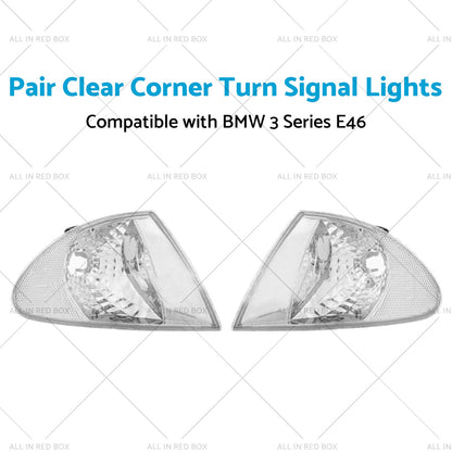 Pair Clear Corner Turn Signal Lights Suitable for BMW E46 98-01 3 Series-3