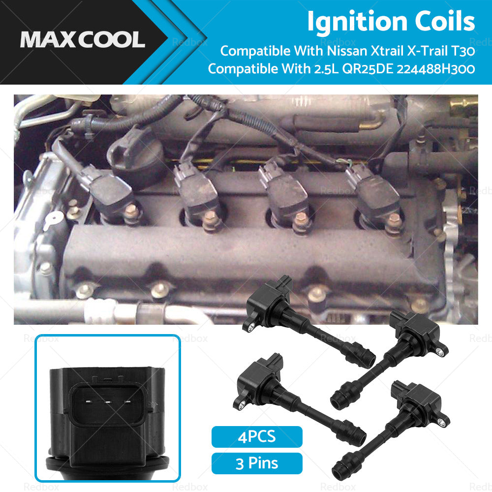 4PCS Ignition Coils Suitable For Nissan X-Trail 01-07 T30 2. 5L QR25DE 224488H300-0