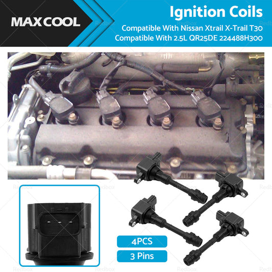 4PCS Ignition Coils Suitable For Nissan X-Trail 01-07 T30 2. 5L QR25DE 224488H300-0