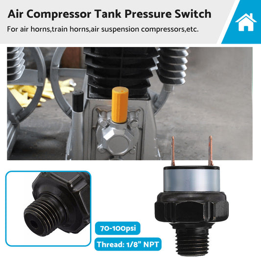1 8inch NPT Air Compressor Tank Pressure Control Switch 70psi ON 100psi OFF 12V 24V-0