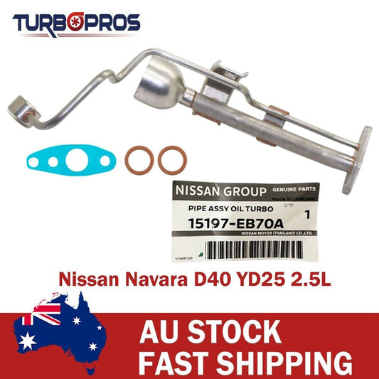 Genuine Turbo Oil Feed&Return Pipe+Gaskets for Nissan Navara D40 YD25 2.5L