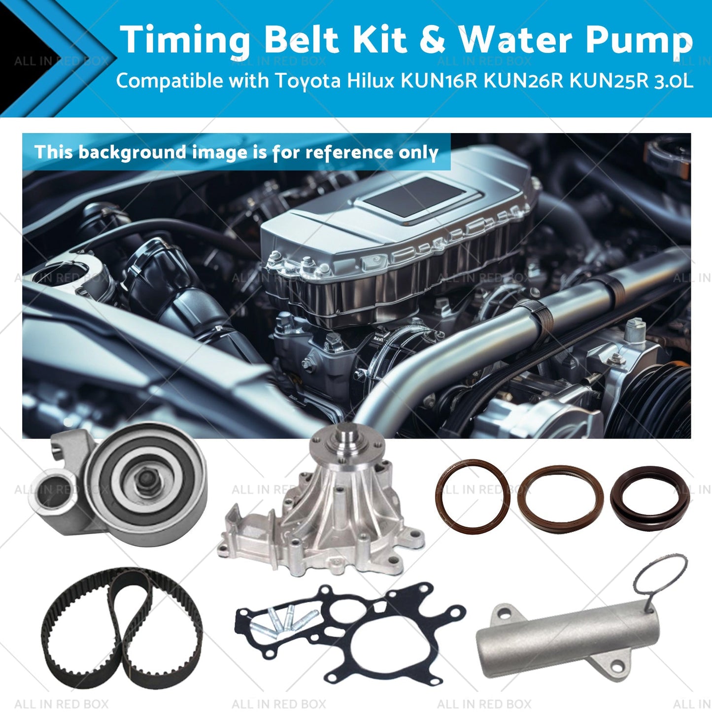 Timing Belt Kit and Water Pump Suitable for Toyota Hilux KUN16R KUN26R 3. 0L 05-17