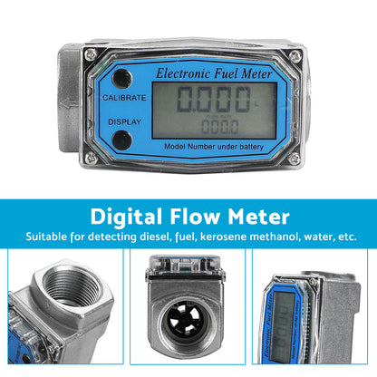 1/1.5/2 inch Turbine Digital Diesel Water Fuel Flow Meter Oval Gear Flow Gauge-3