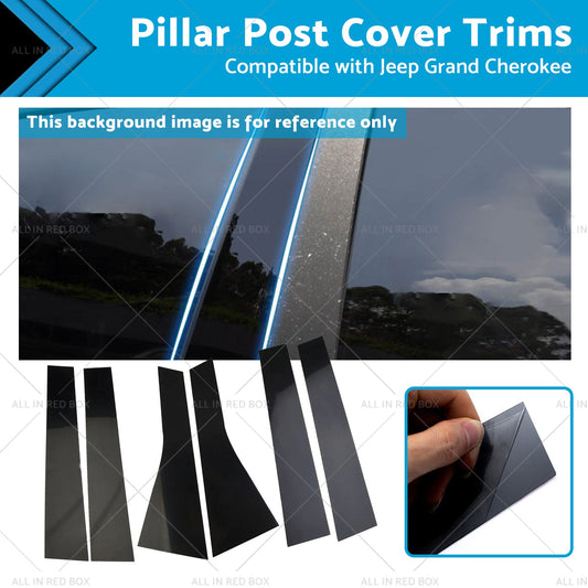 6PCS Black Pillar Post Cover Trims for Jeep Grand Cherokee 2011-2021