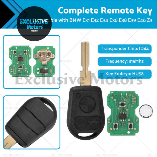 3 Button Remote Key for BMW E31, E32, E34, E36, E38,  (1989-2006)