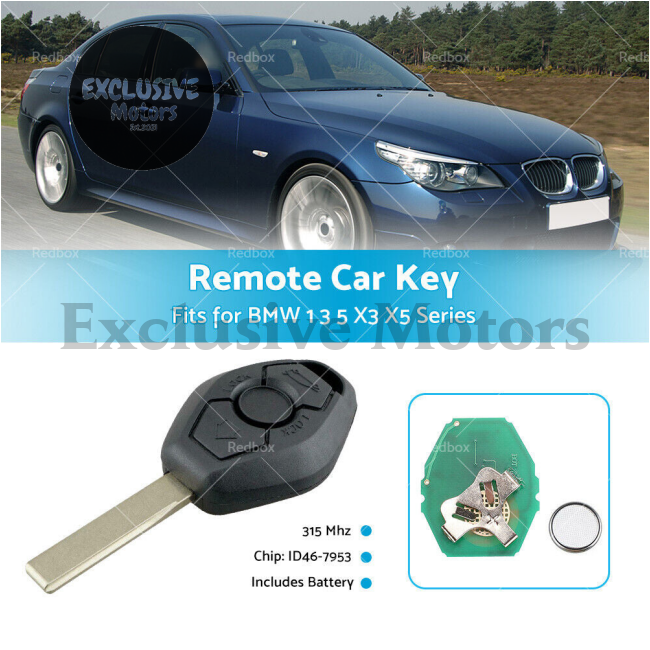 315Mhz Remote Car Key W/ Chip ID46-7953 for BMW 3 5 Series X3 X5 CAS2 3 Buttons