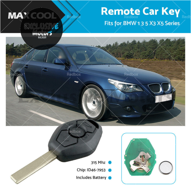 315Mhz Remote Car Key W/ Chip ID46-7953 for BMW 3 5 Series X3 X5 CAS2 3 Buttons