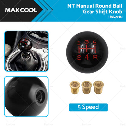 1 Set Universal 5 Speed Car MT Manual Round Ball Gear Shift Knob Shifter Lever-0