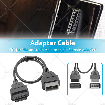 For Nissan 14 Pin OBD1 to 16 Pin OBD2 Car Diagnostic Connector Adapter Cable-1