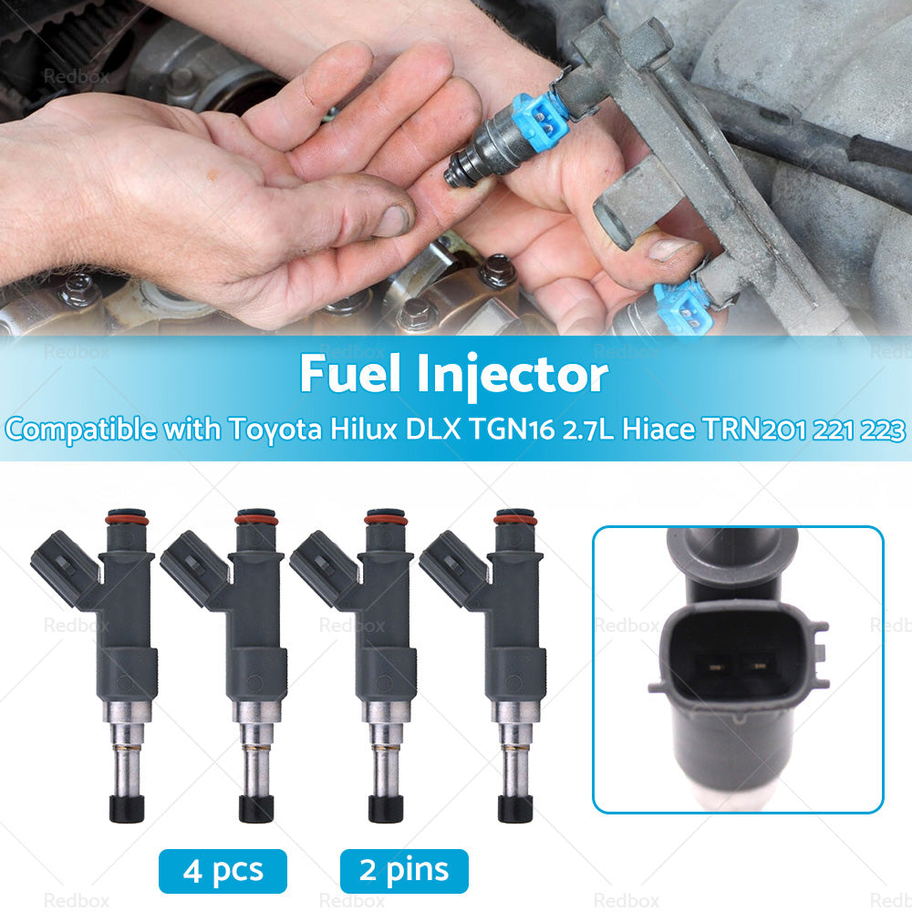 4X Fuel Injector Suitable for Toyota Hilux DLX TGN16 Hiace TRN201 221 TRH223 2. 7-2