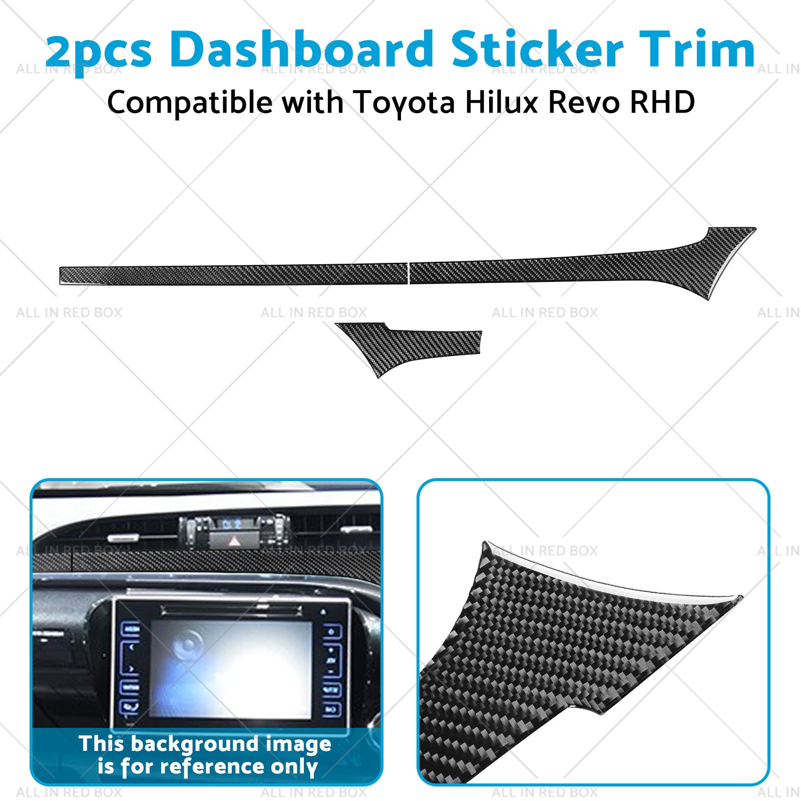 Carbon Fiber Dashboard Sticker Trim Suitable For Toyota Hilux Revo 2015-2023 RHD-3