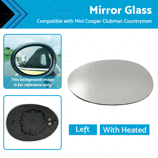 Left Mirror Glass Heated Back Plate Suitable for MINI Cooper F55 F56 Clubman F54-0