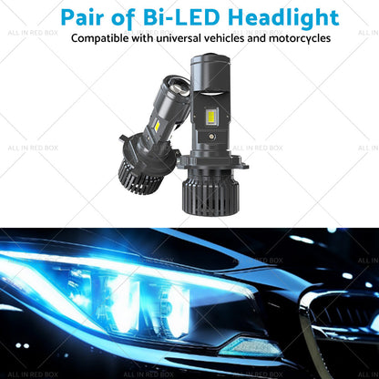 Mini Bi-LED Projector Lens Headlight Globe Bulbs Hi Lo Retrofit RHD H4 9003 100W-3