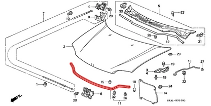 Bonnet Rubber Seal for Honda Civic EG EH EJ 1992-1995