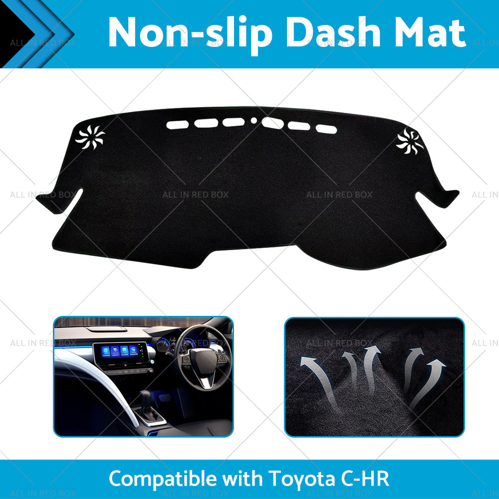 Non Slip Dash Mat Dashboard Cover Suitable For Toyota CHR C-HR 2016-2019 Black-2