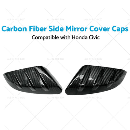 2x Carbon Fiber Side Mirror Cover Caps Suitable for 16-21 Honda Civic-3