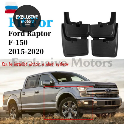 4-Piece Mudflap Set For Ford Raptor F-150 - Front And Rear Mudguards