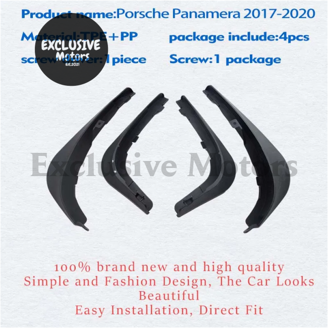 4-Piece Mudflap Set For Porsche Panamera - Front And Rear Mudguards