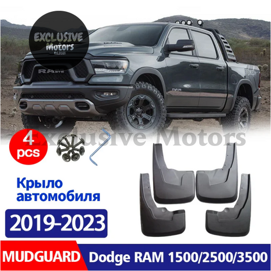 4-Piece Mudguard Set For Dodge Ram Pickup 1500/2500/3500 (2019-2023) - Front And Rear Mud Flaps