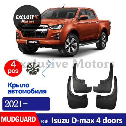 4-Piece Mudguard Set For Suzuki D-Max 4-Door (2021-2024) - Front And Rear Mud Flaps