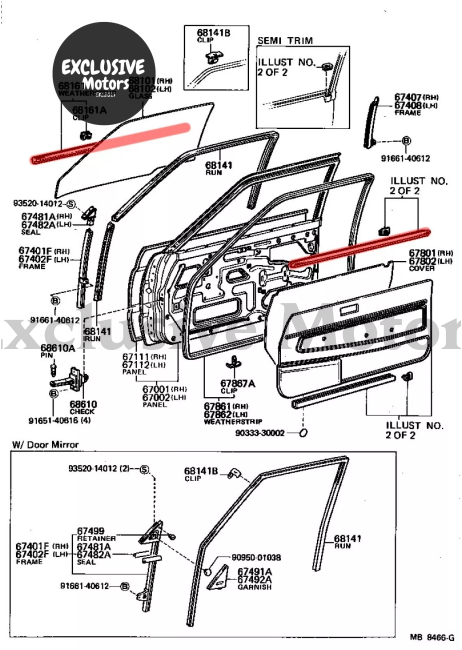 4 X Outer Door Weatherstrips/ Seals For Toyota Hilux Ln Series