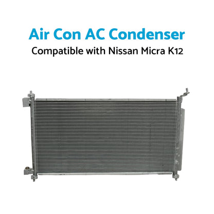 Air Con AC Condenser Suitable for Nissan Micra K12 07/2007-08/2010 650mm 16mm-3