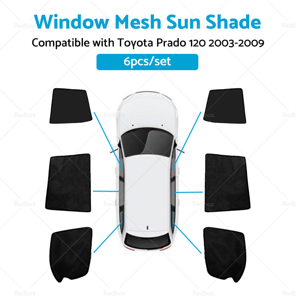 6x Foldable  Window Mesh Sun Shade Suitable For Toyota Prado 120 2003-2009-1